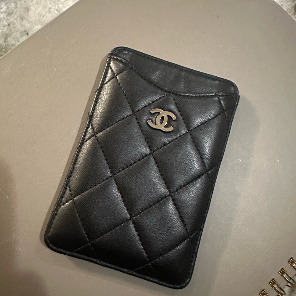 Chanel Black Quilted Leather Card Holder